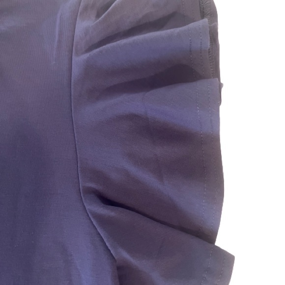 NWT- Women's Casual Round Neck Ruffle Sleeve Loose Tops in Purple Gray - Picture 6 of 10